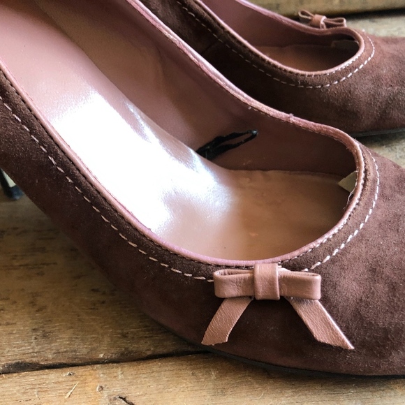 Mng Mango Brown Pink Bow Pumps 8 - Picture 4 of 8